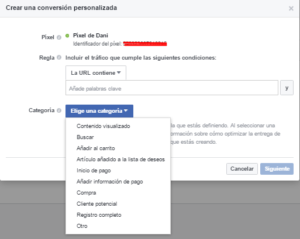 conversion personalizada facebook