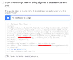 facebook pixel code